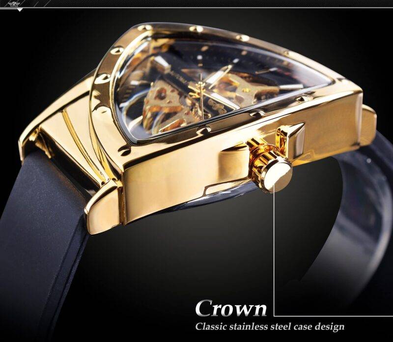 Winner Transparent Man Mechanical Watches Skeleton Dial Triangle Wrist Watch Silicone Strap Military Watch Punk Reloj Hombre - Image 8