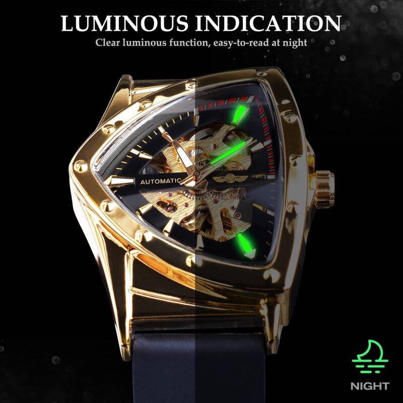 Winner Transparent Man Mechanical Watches Skeleton Dial Triangle Wrist Watch Silicone Strap Military Watch Punk Reloj Hombre - Image 7